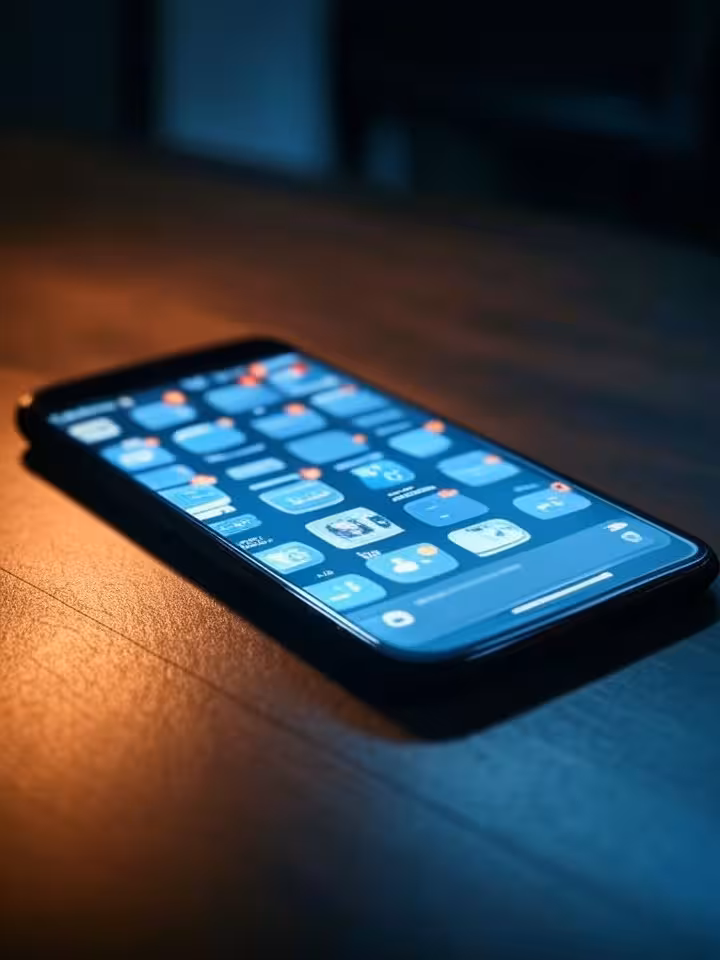 Zbliżenie na ekran smartfona z nieodczytanymi wiadomościami i ikonami powiadomień