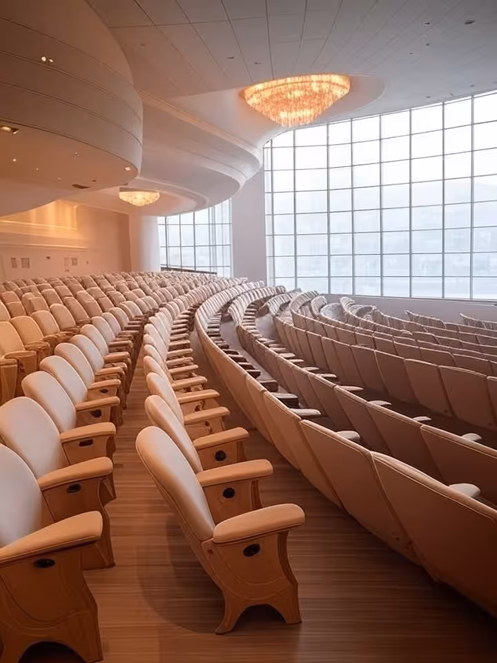 NOSPR concert hall interior in Katowice with modern architecture, cultural venue during intermission